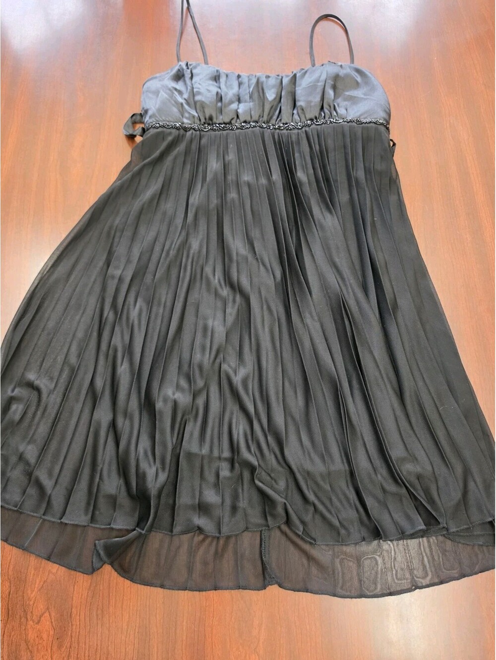 Speechless Black Chiffon Pleated Fit & Flare Cocktail Dress Sleeveless Large